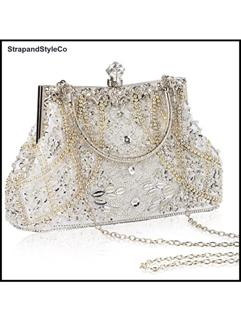 1920s Vintage Beaded Rhinestone Sequin Clutch Evening Bag Geometric Party